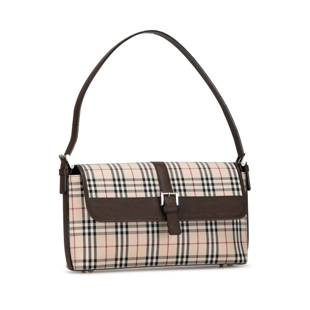 BURBERRY Beige Brown Canvas Leather Handbag - Picture 2 of 8
